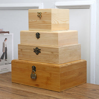 Logo personalizzato Acceptabile Eco-friendly Bambù rettangolo di legno 13x9x5cm Scatola di stoccaggio