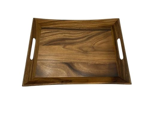 19.88 X 14 X 2,5 pollici Acacia Serving Tray Curve Set con manico Logo per negozi di regali