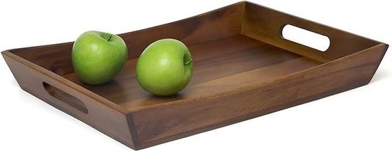 19.88 X 14 X 2,5 pollici Acacia Serving Tray Curve Set con manico Logo per negozi di regali