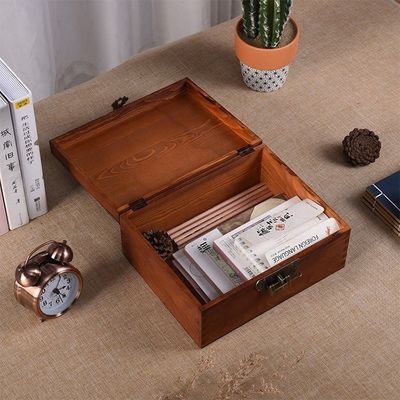 Manipolazione della verniciatura Stile vintage Customized Piccola scatola fotografica da matrimonio in legno con serratura