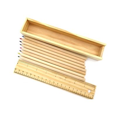 12 matite a colori Cassa matita di legno per cartoleria per studenti Ordine personalizzato accettato