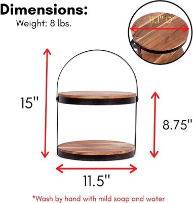 Come richiesto 2 livello vassoio in legno con porta metallo Display dolce torta