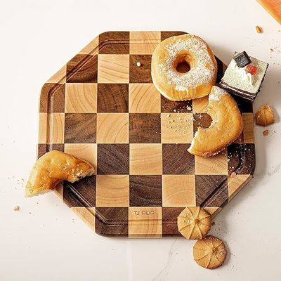 Tavola di servizio a taglio in legno di acacia a 12X12X0.8 pollici a ottagono con scanalatura di succo