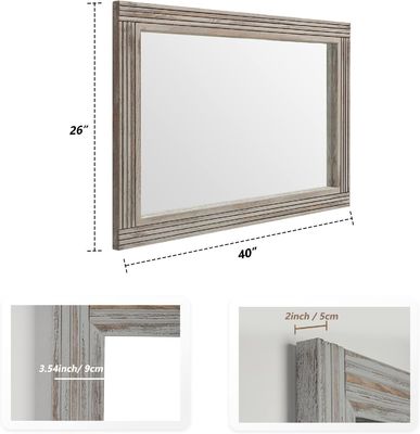 Specchio a parete in legno per il bagno In legno massello Rame di legno rustico