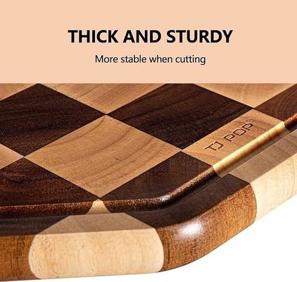 Tavola di servizio a taglio in legno di acacia a 12X12X0.8 pollici a ottagono con scanalatura di succo