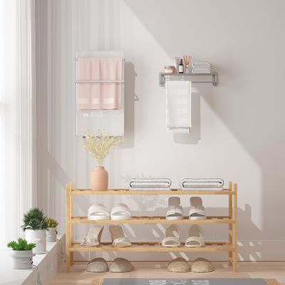 Scaffalatura in bambù multifunzione a tre livelli per stoccaggio personalizzabile non pieghevole