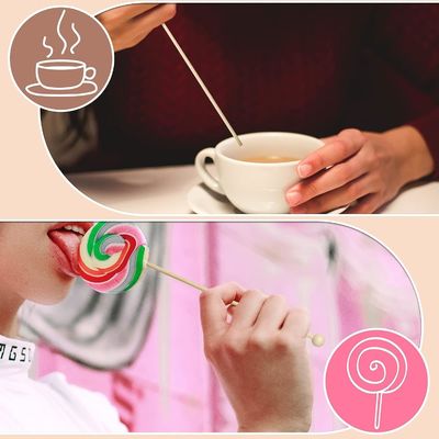 100 PCS 6 pollici Rock Candy Sticks con palla di legno Swizzle Sticks Moderno e semplice design