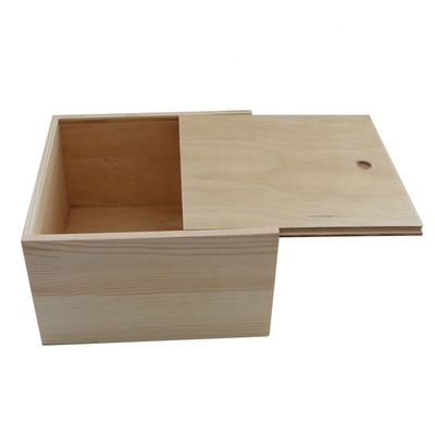 Logo personalizzato Scatole di legno di pino stampate con coperchio scorrevole fatte a mano e colore di legno semplice
