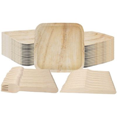 Romantic Square Biodegradable Areca Palm Leaf Plate in legno di bambù per festa usa e getta
