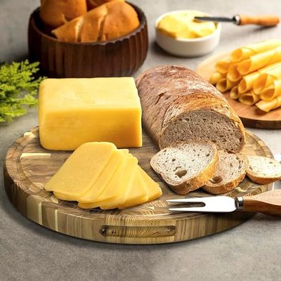 Servizio personalizzato Tavola da taglio in legno da 15 pollici con design ecologico e scanalatura