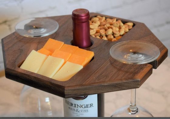 Tenitore di vino in legno con vantaggio di grande quantità vassoio portatile per servire il cibo vassoio bottiglia di vino