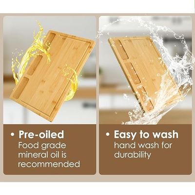 Popolare servizio personalizzato Tavole da taglio in bambù per cucina Set di 3 con scanalatura di succo