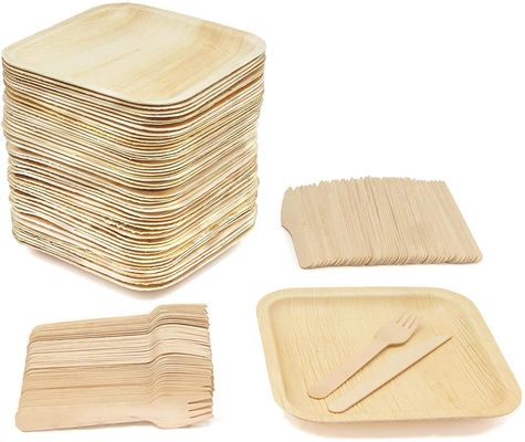 Eco-Friendly 20 Pack Biodegradable Palm Leaf Plates 10 Inch Square Robusto Come Bambù Disposable Elegante