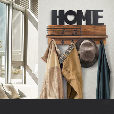 Logo personalizzato Organizzatore di posta rustico in legno con ganci a chiavi e scaffale per la posta