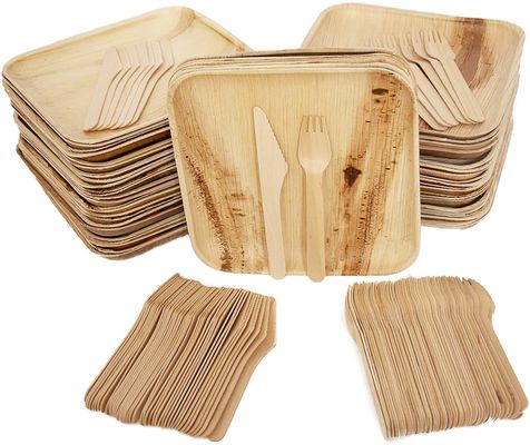 Eco-Friendly 20 Pack Biodegradable Palm Leaf Plates 10 Inch Square Robusto Come Bambù Disposable Elegante