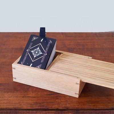 Scatola di coperchio scorrevole in legno a colori personalizzabili per biglietti da visita in colore semplice