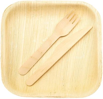 Piastre di foglie di palma incise Compostabile in stile bambù 6" 8'10" Quadrato 25pk Eco-friendly