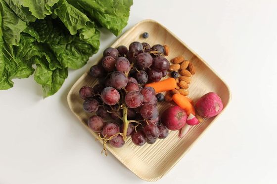 Piastre di foglie di palma incise Compostabile in stile bambù 6" 8'10" Quadrato 25pk Eco-friendly