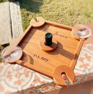 Logo personalizzato porta vino vassoio per servire il cibo con tipo in piedi bottiglia di vino Caddy