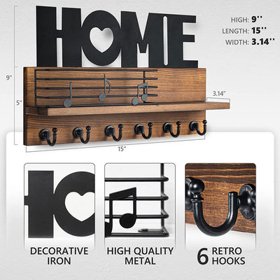 Portachiavi in legno decorativo per pareti con 3 ganci doppi Portachiavi di design funzionale