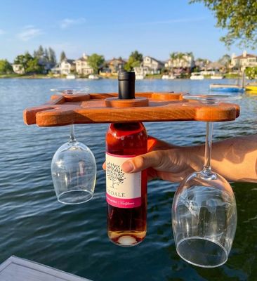 Logo personalizzato porta vino vassoio per servire il cibo con tipo in piedi bottiglia di vino Caddy