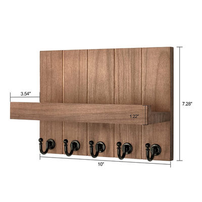 Tenitore chiavi in legno con 4 ganci per chiavi e scaffale galleggiante montato a parete