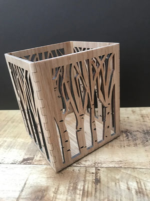 Lanterna di candela in legno di colore semplice per porta luci per tè artigianali in laser cut design