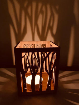 Lanterna di candela in legno di colore semplice per porta luci per tè artigianali in laser cut design