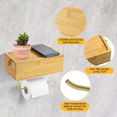 Porta carta igienica a muro in bambù per scrivania o per sport con scatola per il deposito di tessuti bagnati