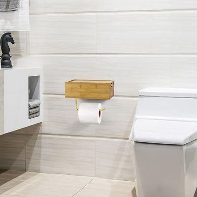 Porta carta igienica a muro in bambù per scrivania o per sport con scatola per il deposito di tessuti bagnati