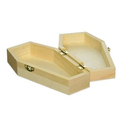 Scatola di bara di legno non finita per imballaggi personalizzati per regali e cosmetici neri semplici