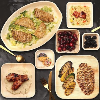Fabbricazione di alimenti e bevande Piastre di foglie di palma naturali usa e getta 6' 8" 10" di forma quadrata