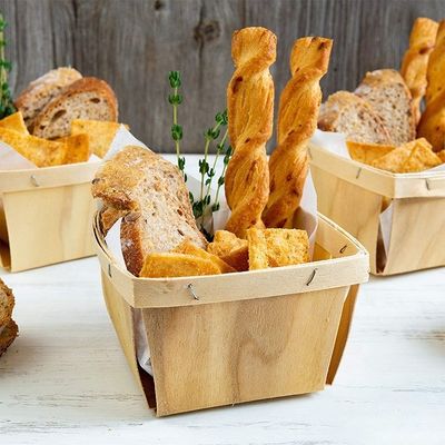 Colore di legno di betulla o pioppo 4 x 4 pollici Pint Frutta Cesti per decorazioni di festa