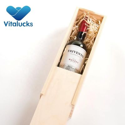 Imballaggio di scatole di vino non finite personalizzate con scatola regalo in legno di pino stampata con vetro di seta