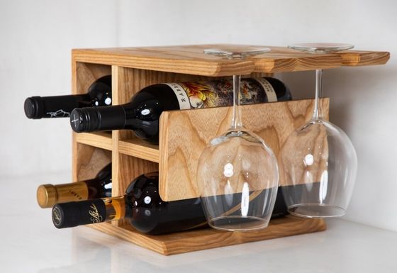 Logo personalizzato Reggiseno per vino in legno duro Portatore di vino in grande quantità per il bancone