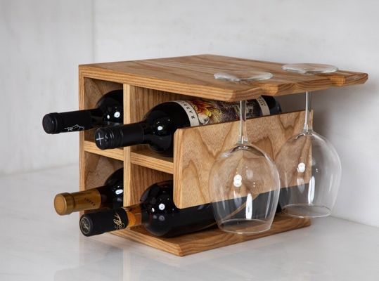 Logo personalizzato Reggiseno per vino in legno duro Portatore di vino in grande quantità per il bancone