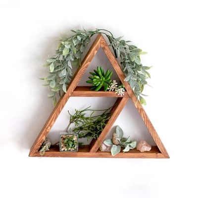 Arredamento per soggiorno in legno a mano montato su parete ripiano triangolare galleggiante 16&quot; o 18&quot; X3.2&quot; Design moderno