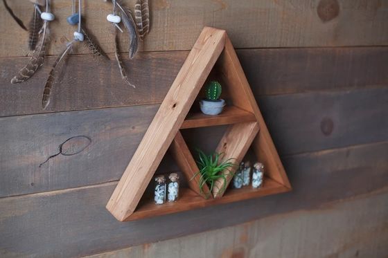 Arredamento per soggiorno in legno a mano montato su parete ripiano triangolare galleggiante 16&quot; o 18&quot; X3.2&quot; Design moderno