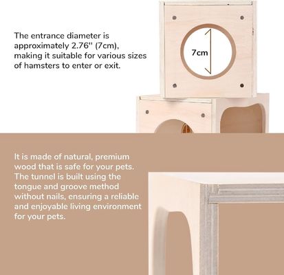 Casa di legno traspirante per piccoli animali Camera personalizzabile per nascondersi ed esplorare