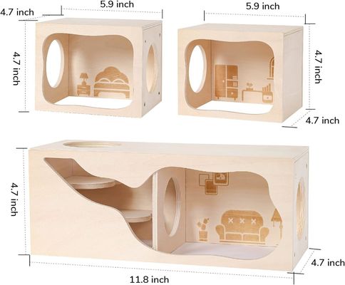 Casa di legno traspirante per piccoli animali Camera personalizzabile per nascondersi ed esplorare