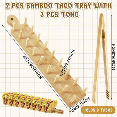 Set di 2 porta-taco in legno con manico e gomma stampati a colori personalizzati