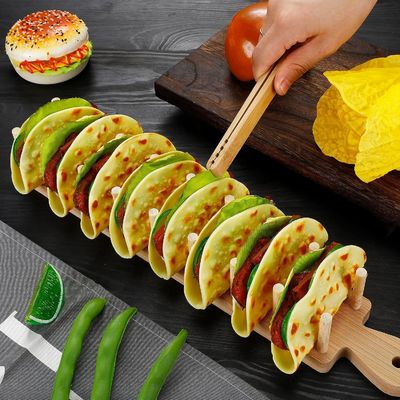 Set di 2 porta-taco in legno con manico e gomma stampati a colori personalizzati