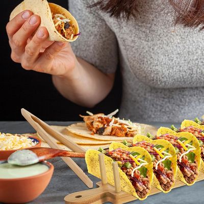 Set di 2 porta-taco in legno con manico e gomma stampati a colori personalizzati