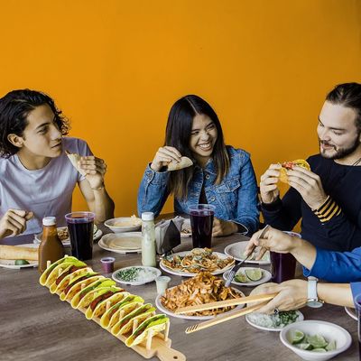 Set di 2 porta-taco in legno con manico e gomma stampati a colori personalizzati