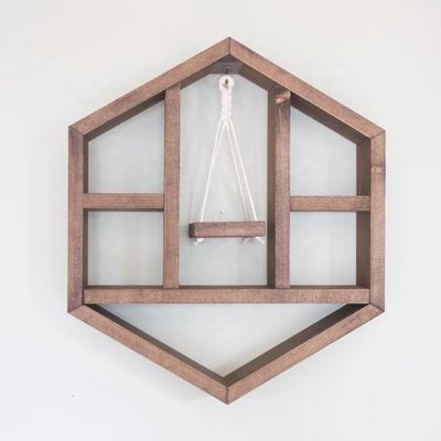 Scaffale geometrica galleggiante Disegno artigianale di favo di miele per un esagono di legno che risparmia spazio