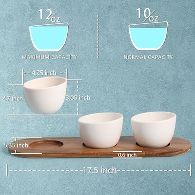 Tray in legno di acacia con chip e dip servendo con legno di colore semplice o il tuo colore