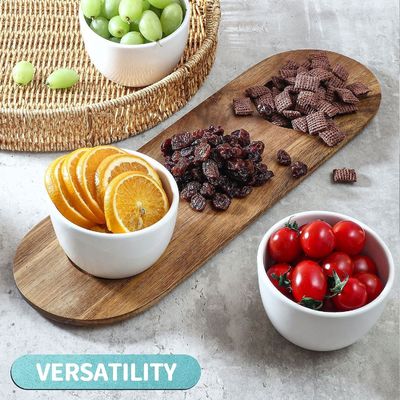 Tray in legno di acacia con chip e dip servendo con legno di colore semplice o il tuo colore