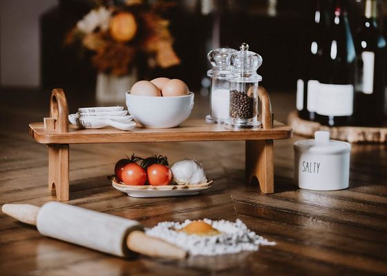 Contemporaneo piatto di legno alzato per la decorazione domestica