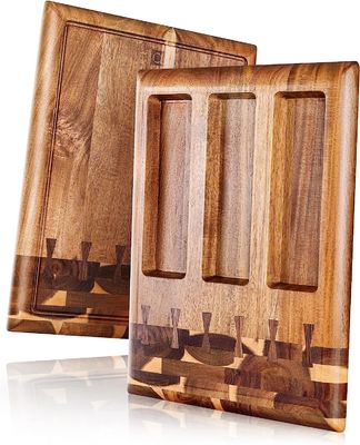 Tavola da taglio di legno ecologica con scanalatura integrata e contenitori rimovibili