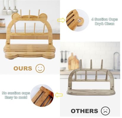 Tenitore per asciugatrice di bottiglie di bambù per asciugatura rapida e risparmio di spazio